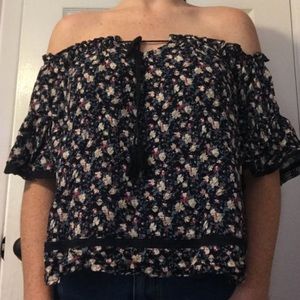 Off the shoulder floral print blouse